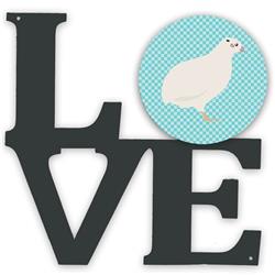 11.5 x 11.75 in. Texas Quail Blue Check Metal Artwork Love Wall Decor