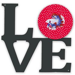 11.5 x 11.75 in. Comb Tail Betta Love Metal Artwork Wall Decor