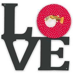 11.5 x 11.75 in. Puffer Fish Love Metal Artwork Wall Decor