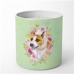 10 oz Bull Terrier Green Flowers Decorative Soy Candle