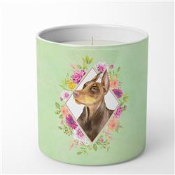 10 oz Doberman Pinscher Green Flowers Decorative Soy Candle
