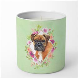 10 oz German Boxer Green Flowers Decorative Soy Candle