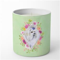 10 oz Maltese Green Flowers Decorative Soy Candle