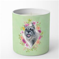 10 oz Schnauzer Green Flowers Decorative Soy Candle