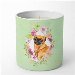 10 oz Brabant Griffon Green Flowers Decorative Soy Candle