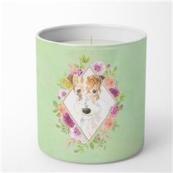 10 oz Fox Terrier Green Flowers Decorative Soy Candle