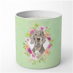 10 oz Weimaraner Green Flowers Decorative Soy Candle