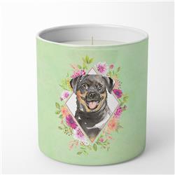 10 oz Rottweiler Green Flowers Decorative Soy Candle
