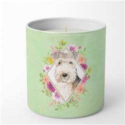 10 oz Lakeland Terrier Green Flowers Decorative Soy Candle