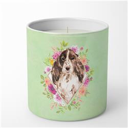 10 oz Brown Parti Cocker Spaniel Green Flowers Decorative Soy Candle