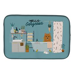 14 x 21 in. Norwich Terrier in Bathtub Dish Drying Mat