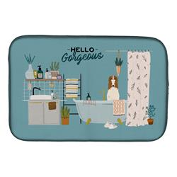 14 x 21 in. Borzoi in Bathtub Dish Drying Mat