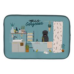 14 x 21 in. Black Russian Terrier in Bathtub Dish Drying Mat