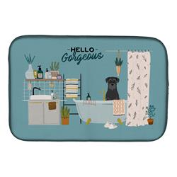 14 x 21 in. Black Standard Schnauzer in Bathtub Dish Drying Mat