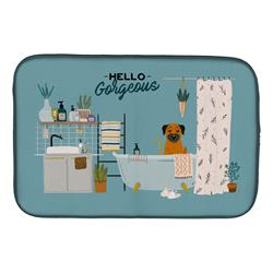 14 x 21 in. Border Terrier in Bathtub Dish Drying Mat