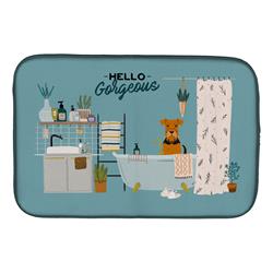 Picture of Carolines Treasures CK7463DDM 14 x 21 in. Airedale in Bathtub Dish Drying Mat