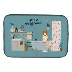 14 x 21 in. Central Asian Shepherd Dog in Bathtub Dish Drying Mat