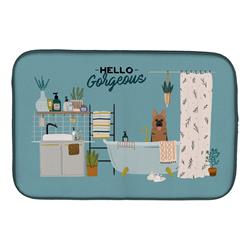 14 x 21 in. German Shepherd in Bathtub Dish Drying Mat
