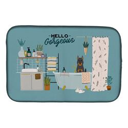 14 x 21 in. Beauce Shepherd Dog in Bathtub Dish Drying Mat