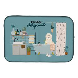 14 x 21 in. Great Pyrenese in Bathtub Dish Drying Mat