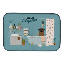 14 x 21 in. Bullmastiff in Bathtub Dish Drying Mat