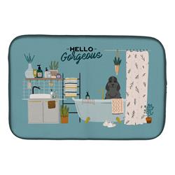 14 x 21 in. Black Cocker Spaniel in Bathtub Dish Drying Mat