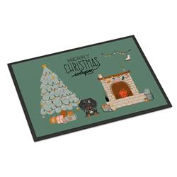 CK7691JMAT 24 x 36 in. Dapple Wire Haired Dachshund Christmas Everyone Indoor or Outdoor Mat