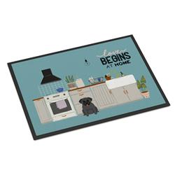 CK7710JMAT 24 x 36 in. Black Pug Kitchen Scene Indoor or Outdoor Mat