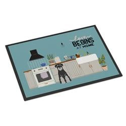 CK7738JMAT 24 x 36 in. Black Grey Standard Schnauzer Kitchen Scene Indoor or Outdoor Mat