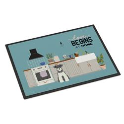 CK7758JMAT 24 x 36 in. Salt & Pepper Miniature Schnauzer Kitchen Scene Indoor or Outdoor Mat