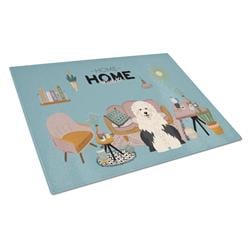 CK7941LCB Old English Sheepdog Sweet Home Glass Cutting Board - Large
