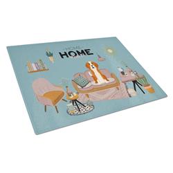 Picture of Carolines Treasures CK7955LCB English Foxhound Sweet Home Glass Cutting Board - Large