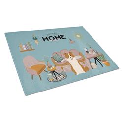 CK7964LCB Red White Border Collie Sweet Home Glass Cutting Board - Large