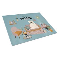 CK7968LCB White English Bulldog Sweet Home Glass Cutting Board - Large
