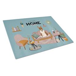 Brindle Bull Terrier Sweet Home Glass Cutting Board - Large