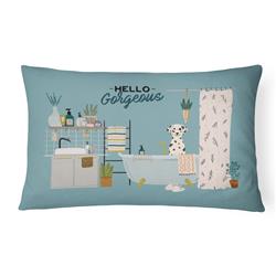 12 x 3 x 16 in. Dalmatian in Bathtub Canvas Fabric Decorative Pillow