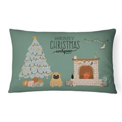 12 x 3 x 16 in. Brown Pug Christmas Everyone Canvas Fabric Decorative Pillow