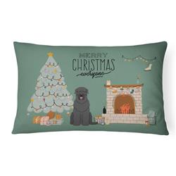 12 x 3 x 16 in. Black Russian Terrier Christmas Everyone Canvas Fabric Decorative Pillow
