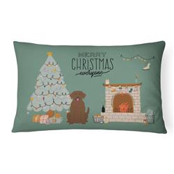 12 x 3 x 16 in. Chocolate Labrador Christmas Everyone Canvas Fabric Decorative Pillow
