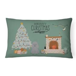 12 x 3 x 16 in. Silver Poodle Christmas Everyone Canvas Fabric Decorative Pillow