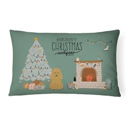 12 x 3 x 16 in. Tan Poodle Christmas Everyone Canvas Fabric Decorative Pillow