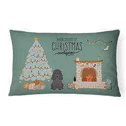 12 x 3 x 16 in. Black Poodle Christmas Everyone Canvas Fabric Decorative Pillow