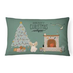 12 x 3 x 16 in. Sable White Papillon Christmas Everyone Canvas Fabric Decorative Pillow