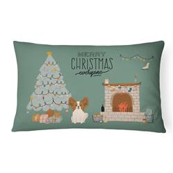 12 x 3 x 16 in. Red White Papillon Christmas Everyone Canvas Fabric Decorative Pillow