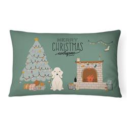 12 x 3 x 16 in. Sandy Bedlington Terrier Christmas Everyone Canvas Fabric Decorative Pillow