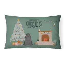 12 x 3 x 16 in. Black Cocker Spaniel Christmas Everyone Canvas Fabric Decorative Pillow