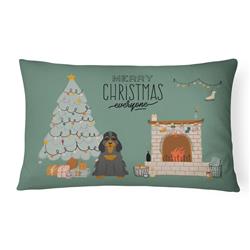 12 x 3 x 16 in. Black Tan Cocker Spaniel Christmas Everyone Canvas Fabric Decorative Pillow