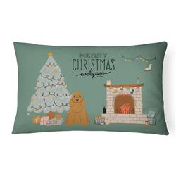 12 x 3 x 16 in. Red Cocker Spaniel Christmas Everyone Canvas Fabric Decorative Pillow
