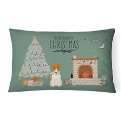 12 x 3 x 16 in. Wire Fox Terrier Christmas Everyone Canvas Fabric Decorative Pillow