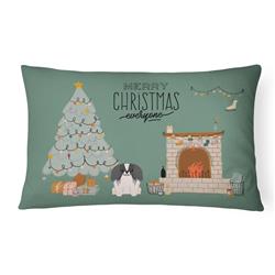 12 x 3 x 16 in. Black White Pekingese Christmas Everyone Canvas Fabric Decorative Pillow